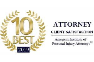 10 Best Attorney Client Satisfaction badge from the American Institute of Personal Injury Attorneys